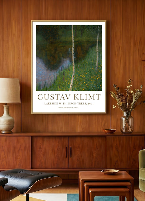 Gustav Klimt "Lakeside with Birch Trees" (1901) — Tranquil Nature Landscape Art Print. Unframed