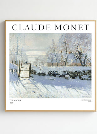 “The Magpie” (1868) – Claude Monet Winter Landscape Print, Impressionist Wall Art. Unframed