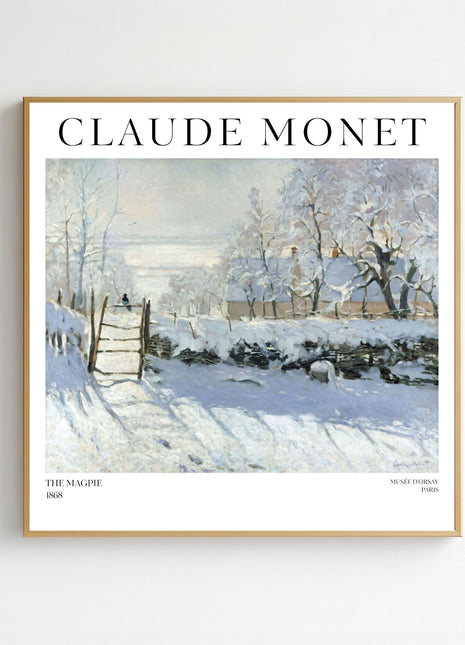 “The Magpie” (1868) – Claude Monet Winter Landscape Print, Impressionist Wall Art. Unframed