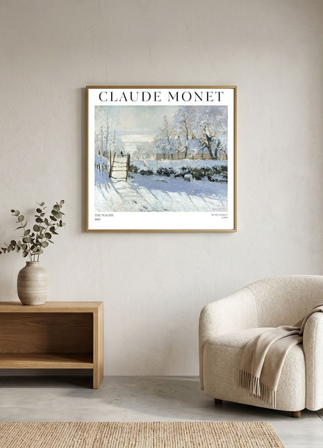 “The Magpie” (1868) – Claude Monet Winter Landscape Print, Impressionist Wall Art. Unframed