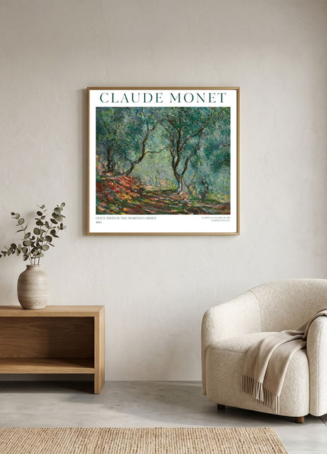 “Olive Trees in the Moreno Garden” (1884) – Claude Monet Garden Landscape Print, Impressionist Wall Art