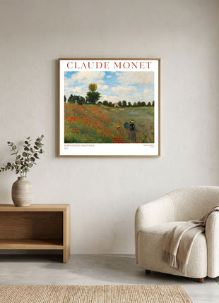 “Poppy Field in Argenteuil” (1873) – Claude Monet Landscape Print, Impressionist Wall Art. Unframed