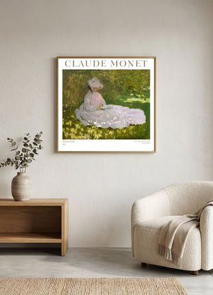 “Springtime” (1872) – Claude Monet Garden Scene Print, Impressionist Wall Art. Unframed
