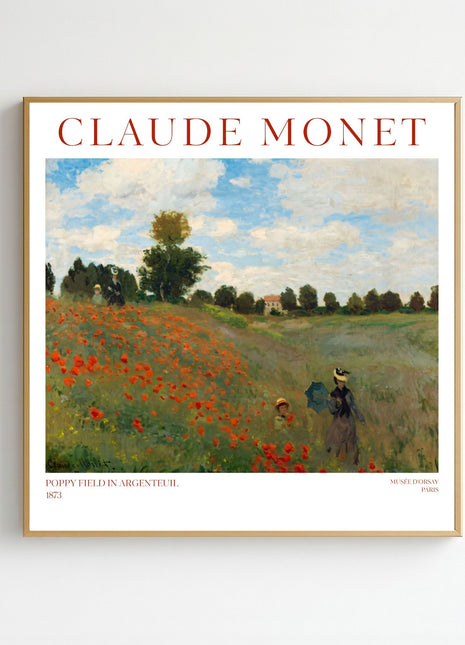 “Poppy Field in Argenteuil” (1873) – Claude Monet Landscape Print, Impressionist Wall Art. Unframed