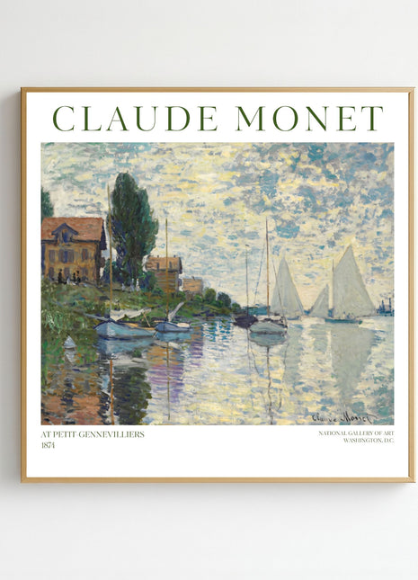 “At Petit-Gennevilliers” (1874) – Claude Monet River Scene Print, Impressionist Wall Art. Unframed