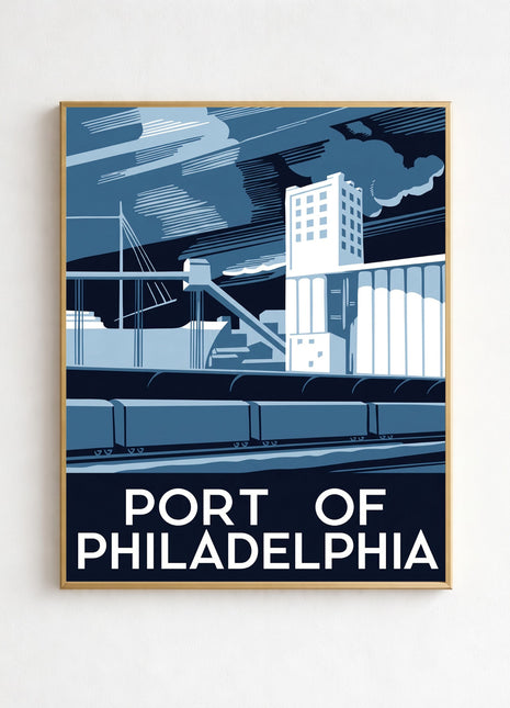 Port of Philadelphia Vintage Unframed Poster (1930s) — WPA Style Harbor & Rail Scene