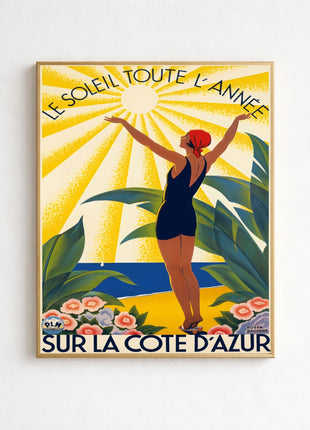 Côte d’Azur Vintage Travel Unframed Poster (c.1931) — “Le Soleil Toute l’Année” by Roger Broders