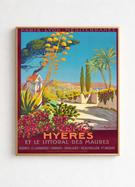 Hyères & Côte des Maures Vintage Unframed Travel Poster (c.1914) — French Riviera Palms by Geo Dorival