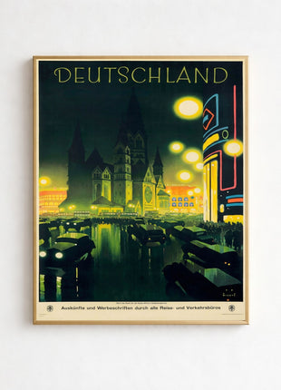 Deutschland Vintage Unframed Travel Poster (1927) — Berlin Night Scene by Jupp Wiertz
