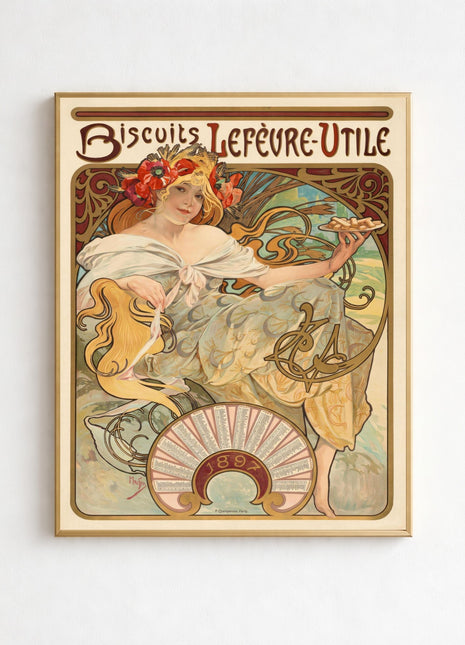 Alphonse Mucha, Biscuits Lefèvre-Utile Advertisement Unframed Poster