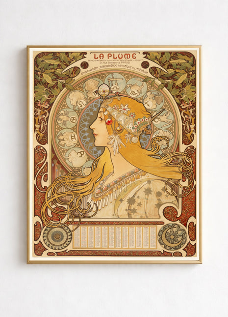 Alphonse Mucha, "La Plume" Art Nouveau Unframed Poster (1897)