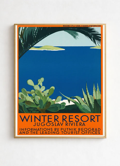 Jugoslavian Riviera Travel Poster (c. 1925) by L. Dreux — Vintage Mediterranean Unframed Poster, Adriatic Coast Landscape Print
