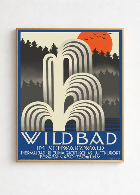 Wildbad Schwarzwald Germany Unframed Travel Poster – A. Fischinger Art Deco Spa Print