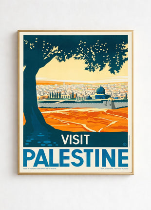 “Visit Palestine” Jerusalem Vintage Unframed Travel Poster (1936) — Dome of the Rock by Franz Krausz
