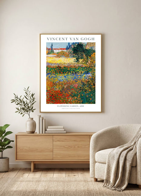Vincent van Gogh “Flowering Garden” (1888) – Lush Spring Garden Landscape, Post-Impressionist Floral Masterpiece Poster. Unframed