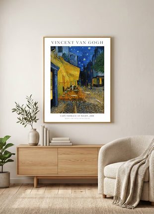 Café Terrace at Night by Vincent van Gogh – Iconic Night Café Scene in Arles, Starry Post-Impressionist Street View Poster (1888). Unframed