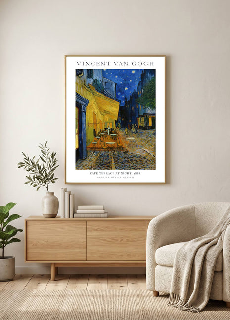 Café Terrace at Night by Vincent van Gogh – Iconic Night Café Scene in Arles, Starry Post-Impressionist Street View Poster (1888). Unframed