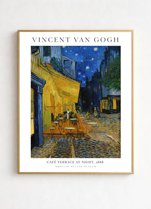 Café Terrace at Night by Vincent van Gogh – Iconic Night Café Scene in Arles, Starry Post-Impressionist Street View Poster (1888). Unframed