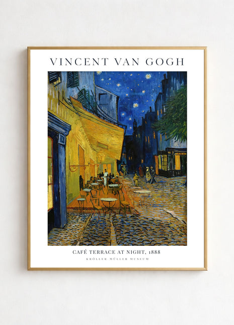 Café Terrace at Night by Vincent van Gogh – Iconic Night Café Scene in Arles, Starry Post-Impressionist Street View Poster (1888). Unframed