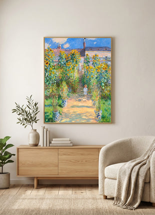 The Artist's Garden at Vétheuil by Claude Monet – Lush Impressionist Garden Scene, Vibrant Floral Landscape Poster(1881). Unframed
