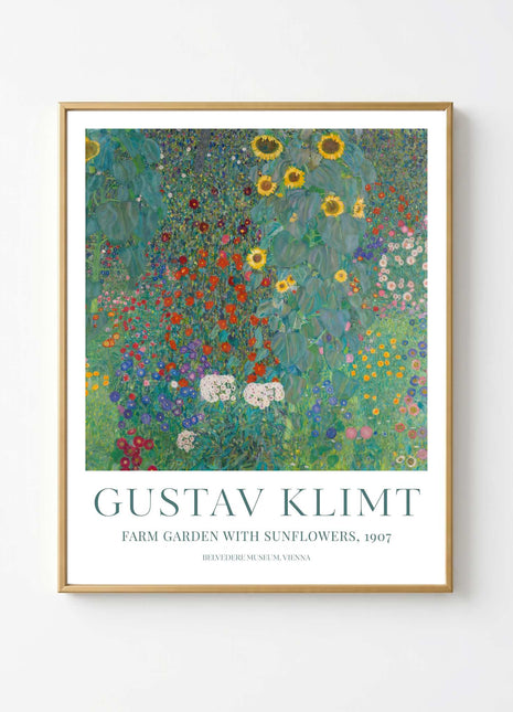 Gustav Klimt Farm Garden with Sunflowers (1907) — Vibrant Floral Landscape Art Print. Unframed