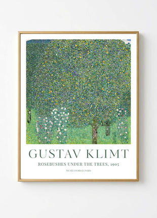 Gustav Klimt "Rosebushes Under the Trees" (1905) — Lush Garden Landscape  Art Print. Unframed