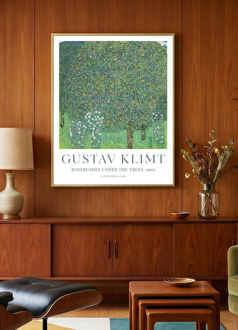 Gustav Klimt "Rosebushes Under the Trees" (1905) — Lush Garden Landscape  Art Print. Unframed