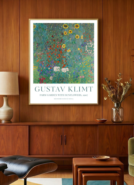 Gustav Klimt Farm Garden with Sunflowers (1907) — Vibrant Floral Landscape Art Print. Unframed