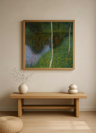 Gustav Klimt "Lakeside with Birch Trees" (1901) — Tranquil Nature Landscape Art Print. No Border. Unframed