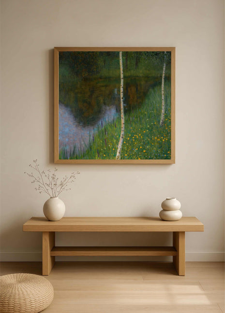 Gustav Klimt "Lakeside with Birch Trees" (1901) — Tranquil Nature Landscape Art Print. No Border. Unframed