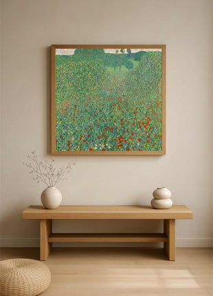 Gustav Klimt "Poppy Field" (1907) — Vibrant Floral Landscape Art Print. No Border. Unframed