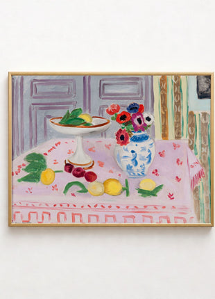 “The Pink Tablecloth” (1924–1925) – Henri Matisse Still Life Print, Elegant Interior with Floral Table Setting. Unframed