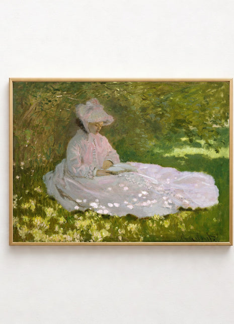 “Springtime” (1872) – Claude Monet Garden Scene Print, Impressionist Wall Art. No Border. Unframed
