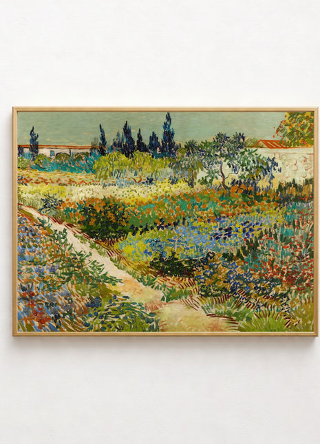 “Flowering Garden with Path” (1888) – Vincent van Gogh Garden Landscape Print, Post-Impressionist Wall Art. No Border. Unframed