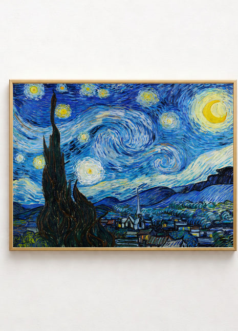 “The Starry Night” (1889) – Vincent van Gogh Night Sky Print, Post-Impressionist Wall Art. Unframed