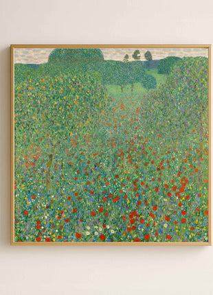 Gustav Klimt "Poppy Field" (1907) — Vibrant Floral Landscape Art Print. No Border. Unframed