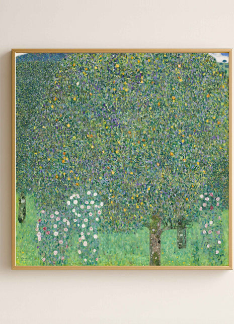 Gustav Klimt "Rosebushes Under the Trees" (1905) — Lush Garden Landscape Art Print. No Border. Unframed