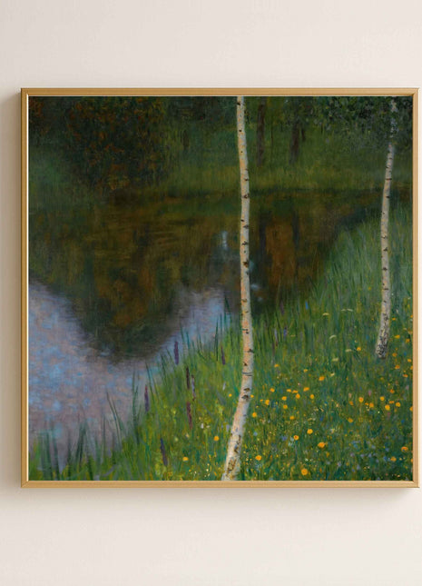 Gustav Klimt "Lakeside with Birch Trees" (1901) — Tranquil Nature Landscape Art Print. No Border. Unframed