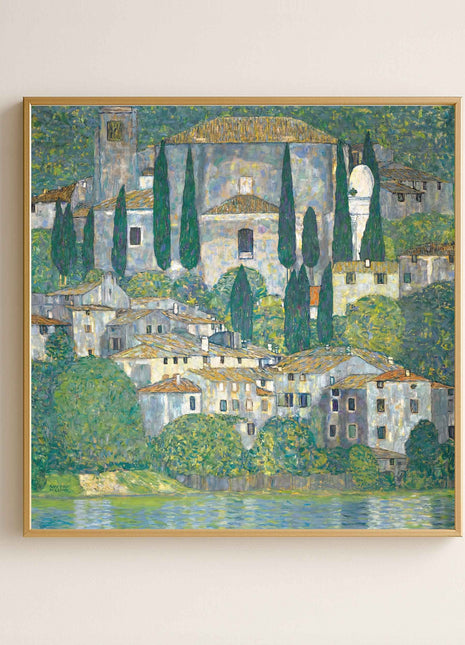 Gustav Klimt "The Church in Cassone" (1913) — Italian Lakeside Landscape Art Print. No Border. Unframed