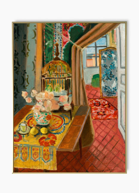 Henri Matisse “Interior, Flowers and Parakeets” (1924) – Lush Fauvist Interior, No Border. Unframed