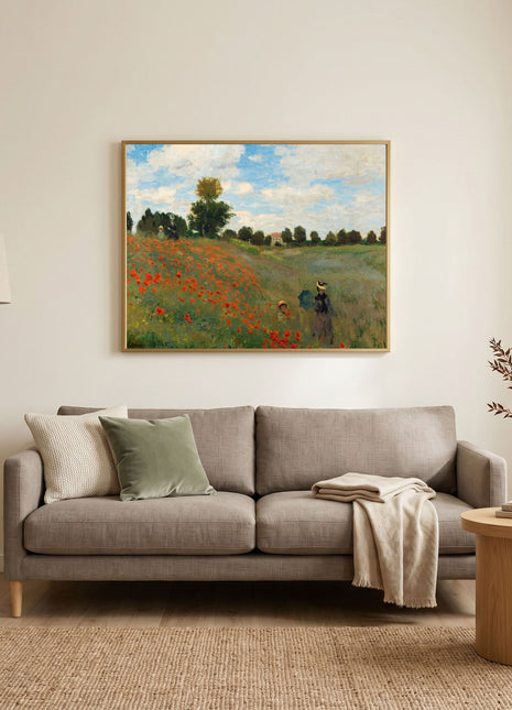 “Poppy Field in Argenteuil” (1873) – Claude Monet Landscape Print, Impressionist Wall Art. No Border