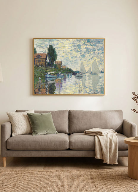 “At Petit-Gennevilliers” (1874) – Claude Monet River Scene Print, Impressionist Wall Art. Unframed