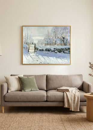 “The Magpie” (1868) – Claude Monet Winter Landscape Print, Impressionist Wall Art. Unframed