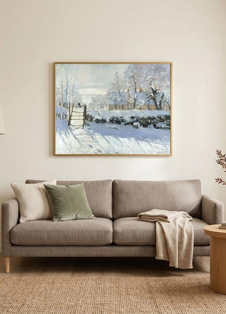 “The Magpie” (1868) – Claude Monet Winter Landscape Print, Impressionist Wall Art. Unframed