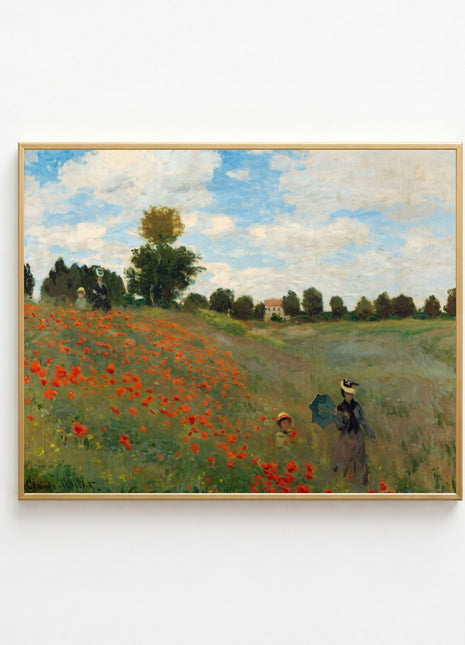 “Poppy Field in Argenteuil” (1873) – Claude Monet Landscape Print, Impressionist Wall Art. No Border