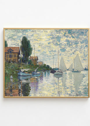 “At Petit-Gennevilliers” (1874) – Claude Monet River Scene Print, Impressionist Wall Art. Unframed