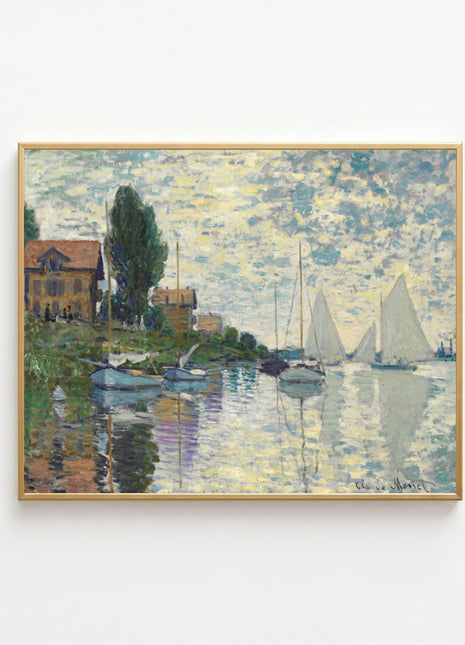 “At Petit-Gennevilliers” (1874) – Claude Monet River Scene Print, Impressionist Wall Art. Unframed