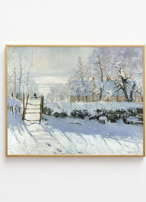 “The Magpie” (1868) – Claude Monet Winter Landscape Print, Impressionist Wall Art. Unframed