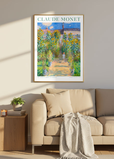 The Artist's Garden at Vétheuil by Claude Monet – Lush Impressionist Garden Scene (1881). Unframed