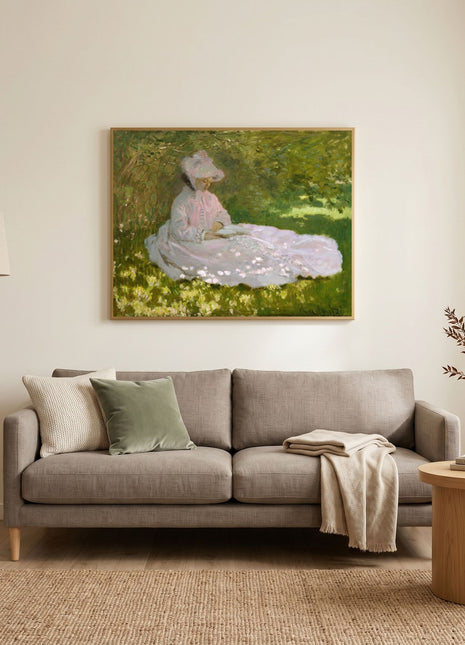 “Springtime” (1872) – Claude Monet Garden Scene Print, Impressionist Wall Art. No Border. Unframed